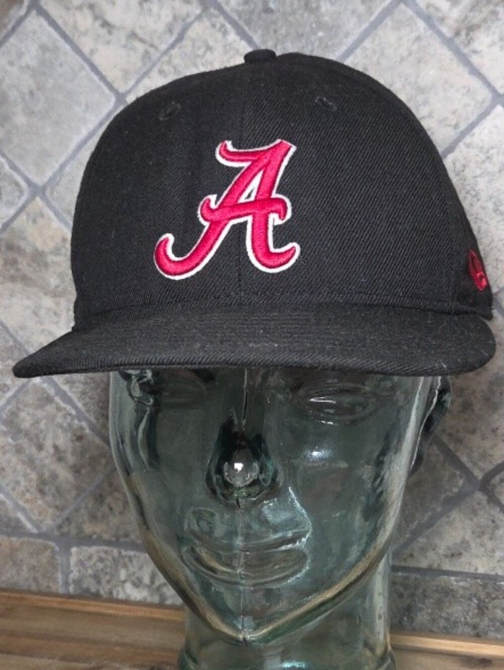 New Era Alabama Crimson Tide 59FIFTY Fitted Hat Black 100% Wool Size 8